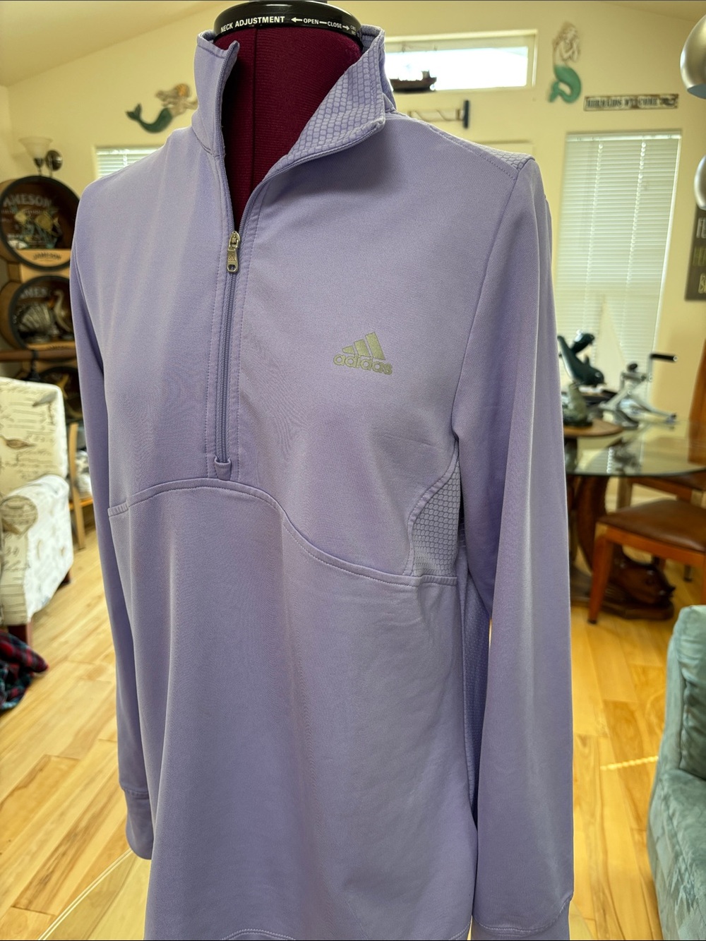 adidas Lavender Half-Zip Turtleneck Pullover